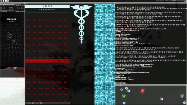 Hacknet gameplay screenshot showing various terminals