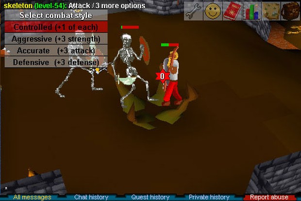 Screenshot of the combat from the mmorpg RuneScape Classic