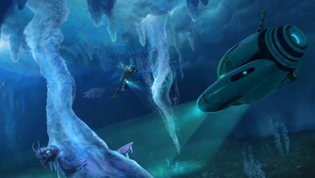 Subnautica: Below Zero official artwork showing some frozen caverns