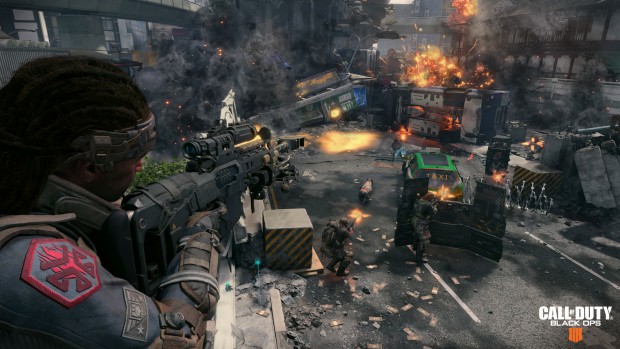 Call of Duty: Black Ops 4 screenshot of multiplayer on a ruined street