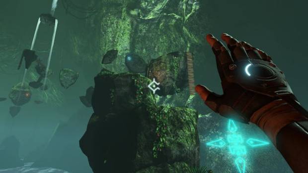 A Story About My Uncle screenshot of our character jumping towards a green island