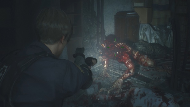 Resident Evil 2 remake screenshot of a licker attack