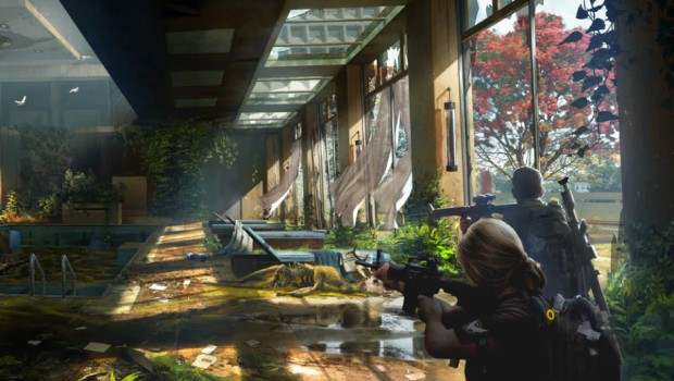 The Division 2 artwork showing a fully overgrown sauna