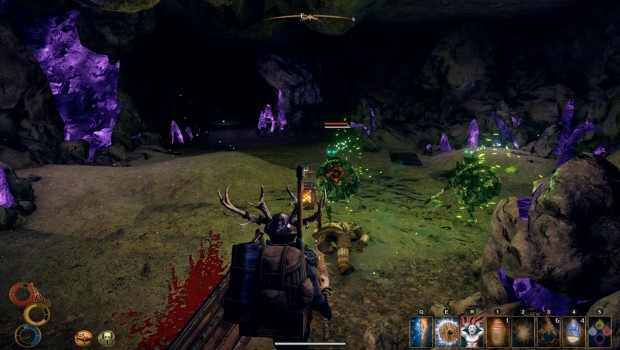 Outward screenshot of the character fighting two skeleton ghosts