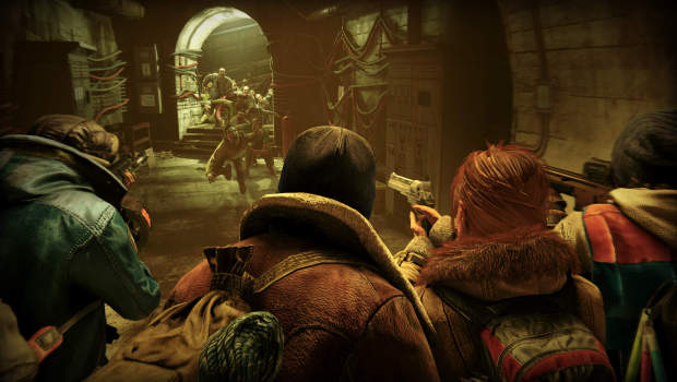 World War Z game screenshot showing the characters fending off a zombie horde