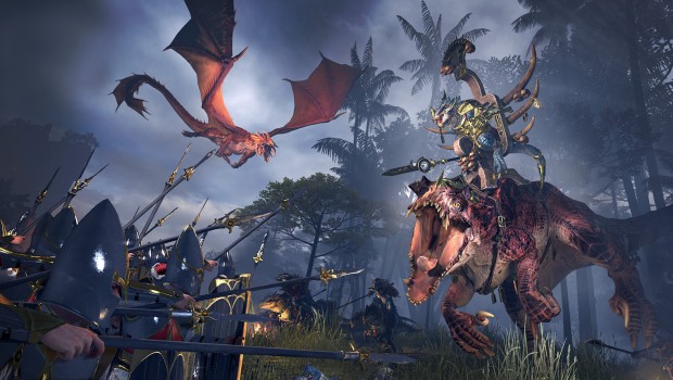 Total War: Warhammer 2 screenshot of dinosaurs riding dinosaurs