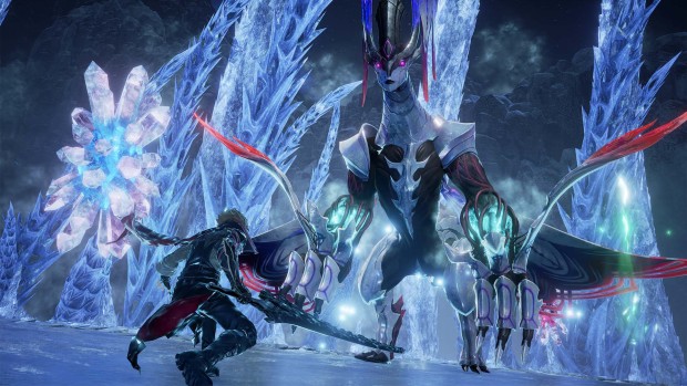 Code Vein screenshot of a boss fight from Frozen Empress