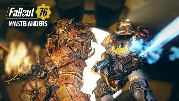 Fallout 76 screenshot of two characters in power armor