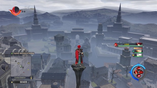 Ys IX: Monstrum Nox screenshot of a long, wide view of the city