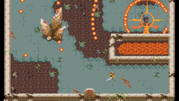 Mythic game screenshot of a boss using many fireballs