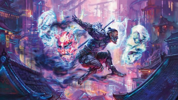 Kamigawa: Neon Dynasty artwork for a futuristic cyber-ninja