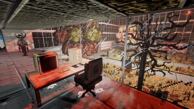 Nightmare Reaper screenshot of a strange office room with plants