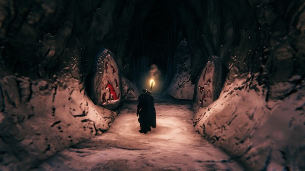 Valheim screenshot of strange runes in the Frost Caves