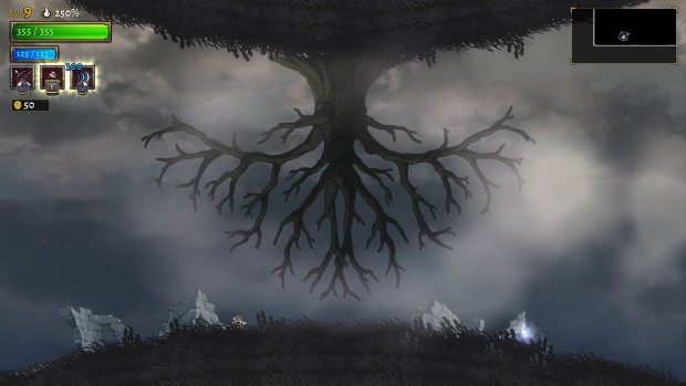 Rogue Legacy 2 screenshot of a giant hanging tree