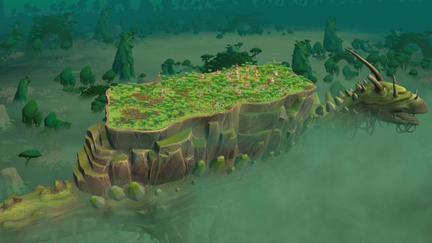 The Wandering Village very foggy screenshot of the dinosaur-like beast