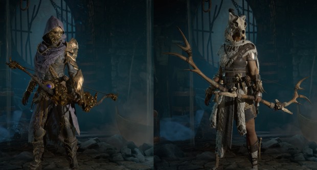 Diablo 4 artwork showing off the difference between legendary and paid armors