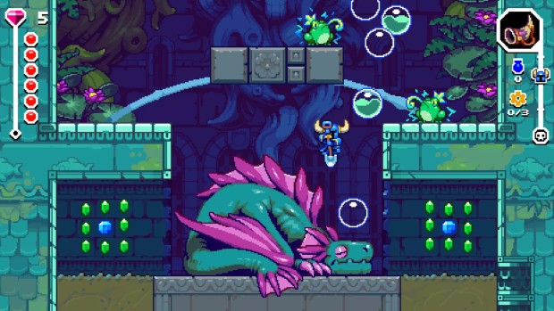 Shovel Knight Dig roguelite spin-off screenshot of a sleeping dragon