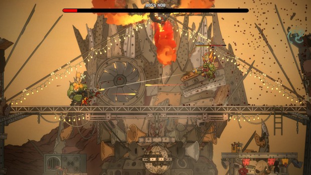 Warhammer 40k: Shootas, Blood & Teef official screenshot of an early game boss fight