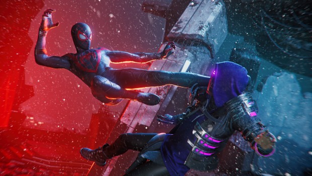 Marvel's Spider-Man: Miles Morales PC screenshot of Miles dropkicking a badguy