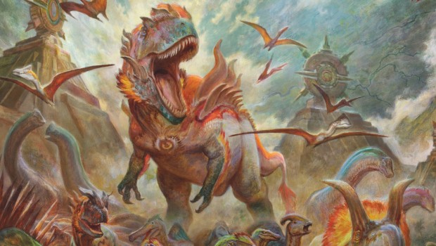 MTG Arena artwork for Gishath from the new Lost Caverns of Ixalan set