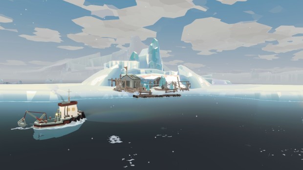 Lovecraftian fishing and exploration game Dredge screenshot of the new icy biome