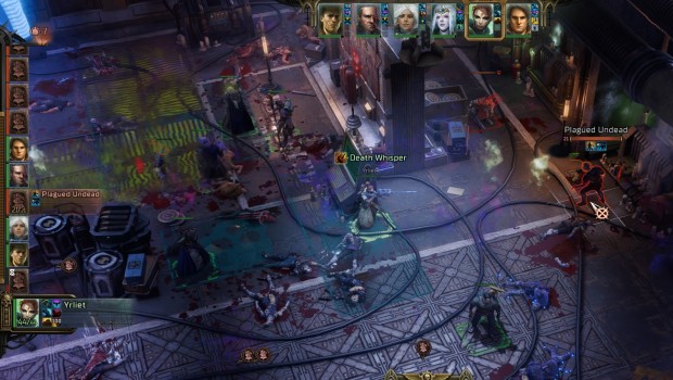 Warhammer 40k: Rogue Trader review screenshot of a large battle against weak enemies