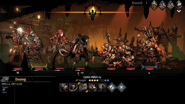 Darkest Dungeon 2 roguelike indie game screenshot of the combat