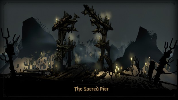 Darkest Dungeon 2 roguelike indie game screenshot of the Sacred Pier