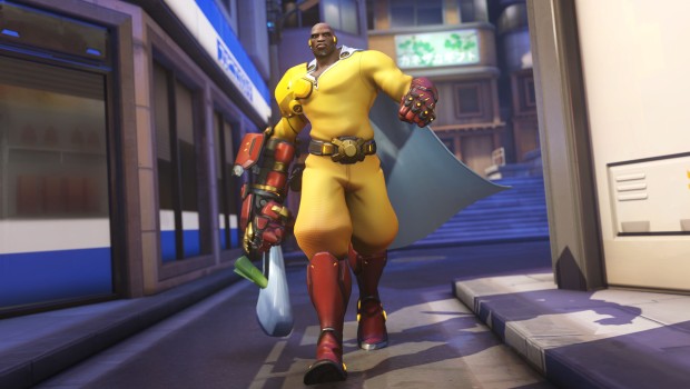 Overwatch 2 One-Punch Man crossover event skin for Doomfist - Saitama