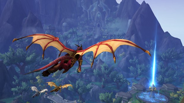 World of Warcraft: Dragonflight screenshot of Dracthyr in the Forbidden Reach zone