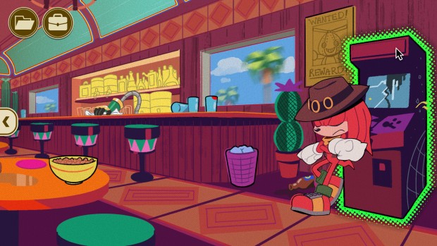 The Murder of Sonic the Hedgehog adventure game screenshot of Knuckles at the bar