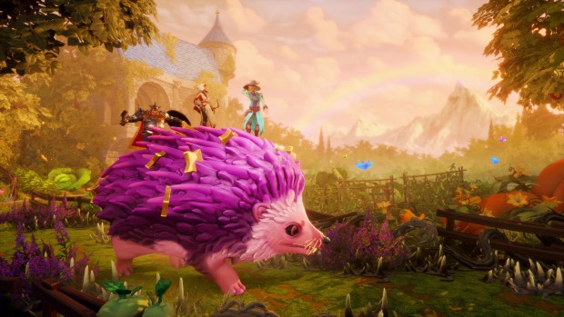 Tine 5: A Clockwork Conspiracy 2.5D puzzle-platformer screenshot of a purple hedgehog
