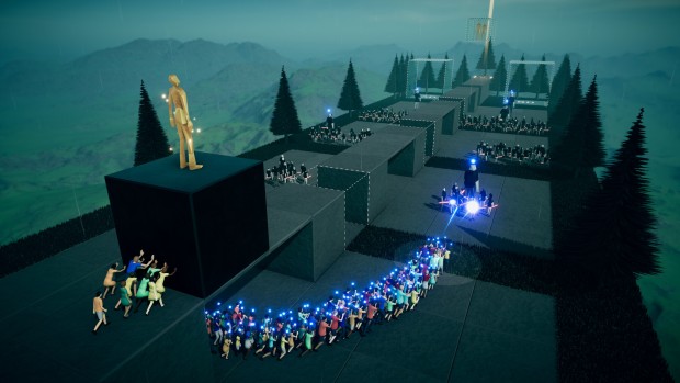 Humanity - Lemmings inspired puzzle-strategy game screenshot of a level with multiple moving pieces