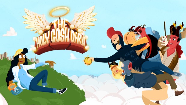 The premise is insane, but the writing makes it beliveable! The Holy Gosh Darn official artwork for the humorous action-adventure