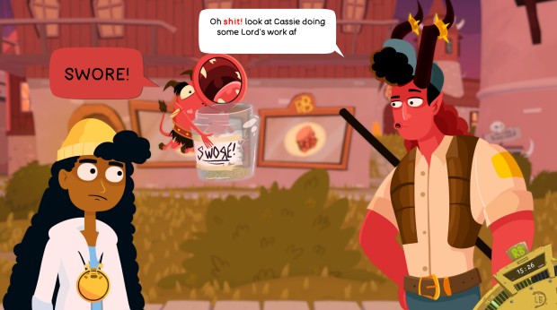 The Holy Gosh Darn screenshot of a demon with a swear jar