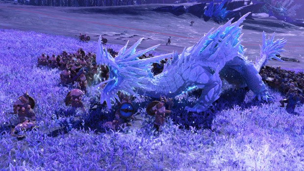 Total War: Warhammer 3 Shadows of Change screenshot of the rather cool Frost Wyrm unit for Kislev