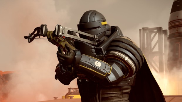 Here's to hoping the crossbow is as awesome as it looks! Helldivers 2 artwork for the explosive crossbow primary weapon