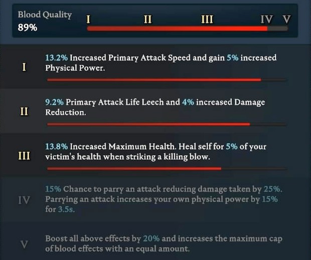 V Rising screenshot of the brute blood buffs