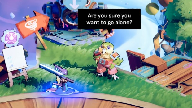 Windblown screenshot of Pietro the weird parrot character