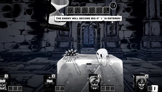 Cryptmaster indie humorous typing and dungeon crawling game screenshot of a battle with the DnD classic - the gelatinous cube