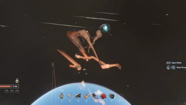 Lost Skies screenshot of the player turning into a hilarious Lovecraftian monster due to a bug