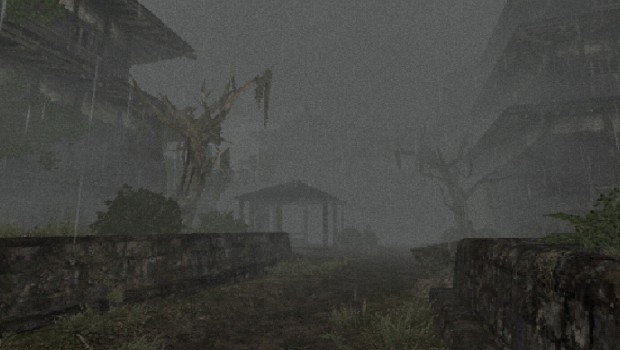 Labyrinth of the Demon King survival-horror dungeon crawler screenshot of atmospheric rain