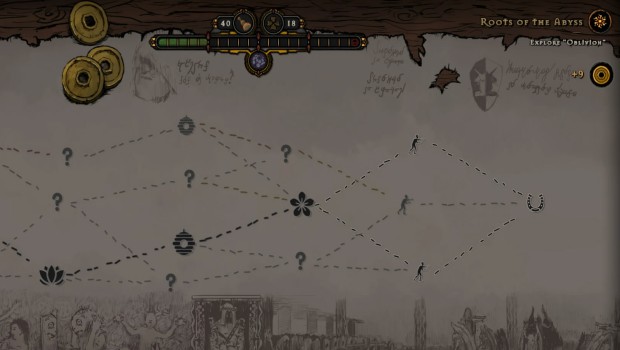 Voidsayer Pokemon and Darkest Dungeon inspired monster-catching RPG - screenshot of the roguelite level map