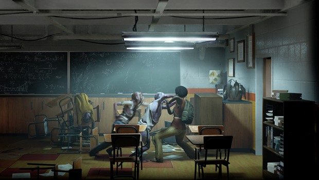 Into the Dead: Our Darkest Days screenshot of the player being overwhelmed by zombies in this survival horror game