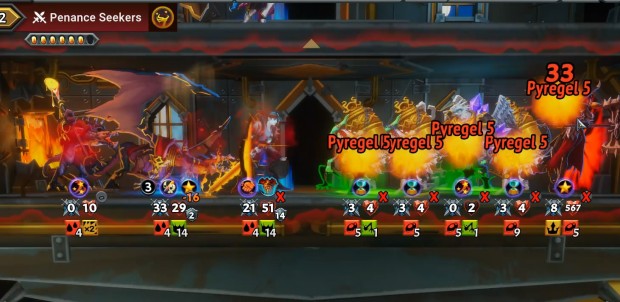 Monster Train 2 dragon breathing fire on your opponents - screenshot of card-based battle