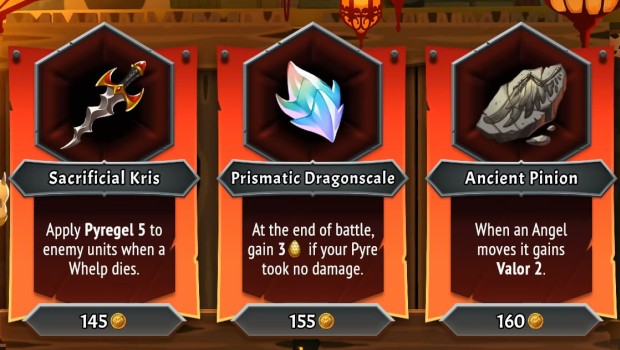 Monster Train 2 screenshot of the various artifacts you can buy