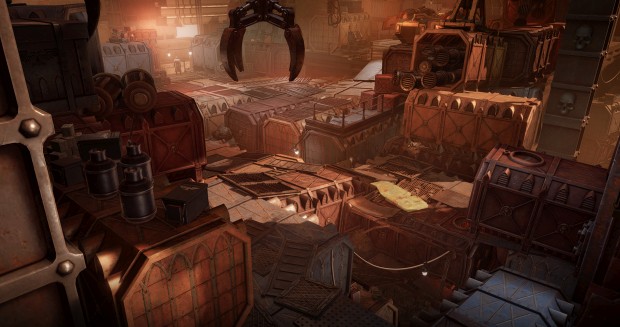 Rogue Trader: Lex Imperialis screenshot of the planet full of rusty containers