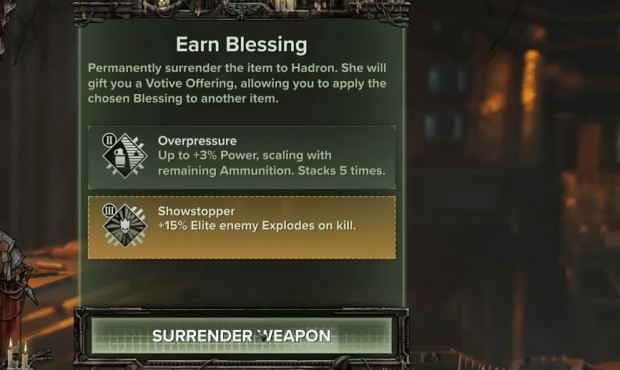 Darktide screenshot of the old crafting system