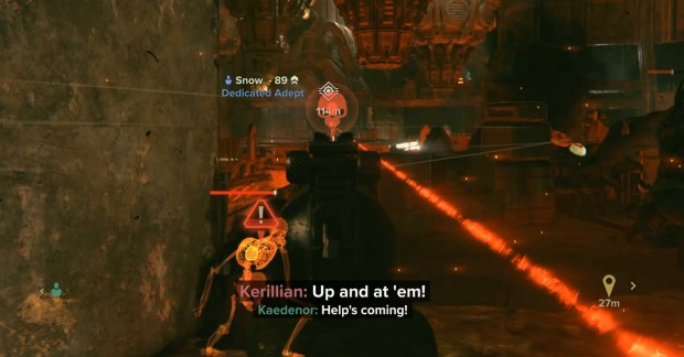 Darktide screenshot of my veteran problem-solver build in action