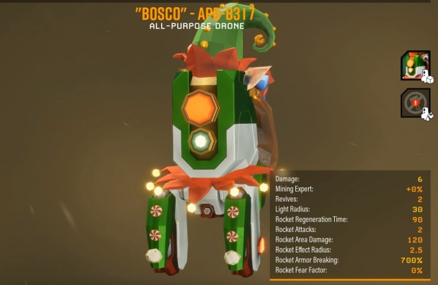 Deep Rock Galactic screenshot of Bosco the friendly AI robot